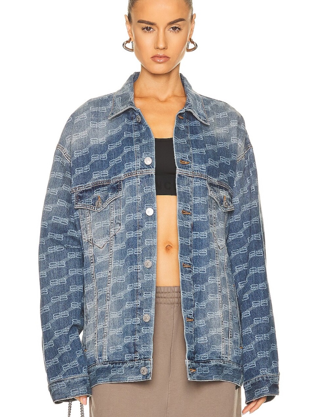 Balenciaga All-Over BB Monogram Logo Denim Jacket